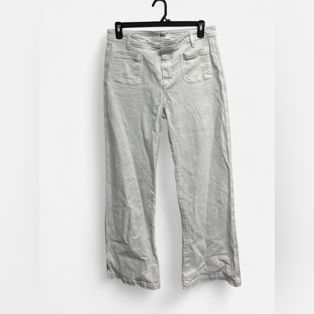 PAIGE Wide Leg White Denim “Leenah” Jeans